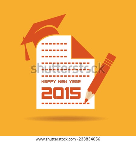 creative New Year 2015 design with education concept stock vector 