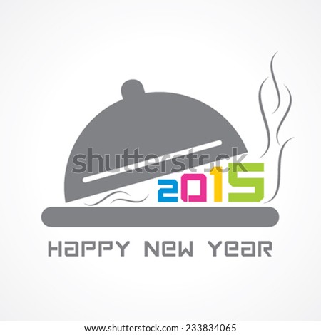 creative New Year 2015 design with restaurant  concept stock vector 