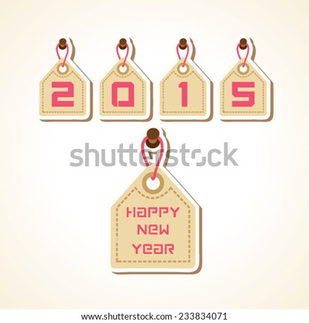 creative New Year 2015 design with hanging label concept stock vector 