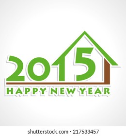 creative new year 2015 greeting with home theme design vector