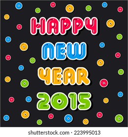 creative new year 2015 heart shape banner hang design vector 