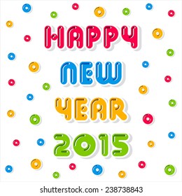 creative new year 2015 heart shape banner hang design vector 