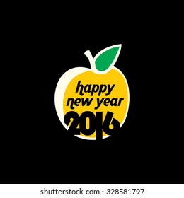 creative new year 2016 with apple concept 