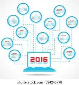 creative New Year 2016 calendar design stock vector