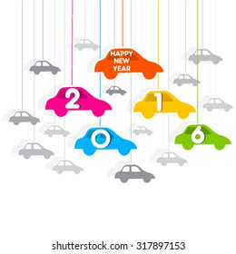 creative new year 2016 car design vector 