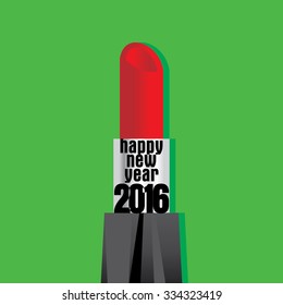 creative new year 2016 concept with lipstick vector 