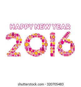 creative new year 2016 design by beauty product concept vector