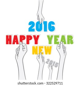 creative new year 2016 greeting card design vector