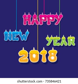 creative new year 2018 greeting design, hanging new year candle