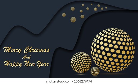 Creative new year 2020 design with sphere on the black background. Vector illustration EPS10