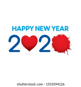 creative new year 2020 greeting card design with love concept