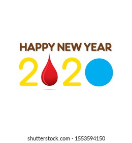 Creative New Year 2020 Greeting Card Design With Donate Blood Concept