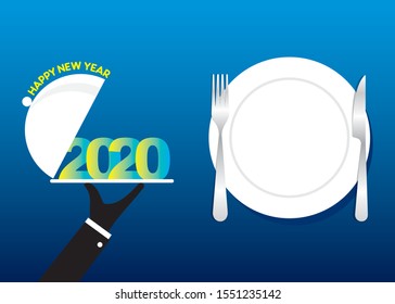 creative new  year 2020 restaurant concept poster design