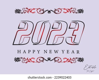 diseño creativo de vectores de diseño de año 2023 sobre fondo de color. diseño abstracto de año nuevo feliz 