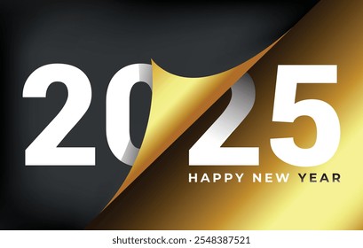 Creativo Año Nuevo 2025 Fondo de oro Creativo Año Nuevo 2025 Obra de arte de oro, Elegante negro y oro Año Nuevo Póster, Elegante tarjeta festiva 2025 para Días festivos Fondo, 