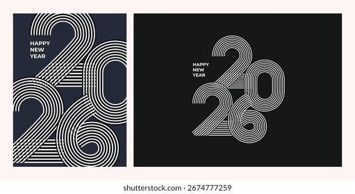 Cartel creativo del año Nuevo 2026 con tipografía de letras moderna, ideal para la celebración de vacaciones, decoración de fiestas, tarjetas de felicitación, Anuncios, calendarios y proyectos festivos.