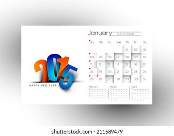 Creative New Year Calendar 2015 Background. 