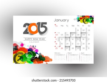 Creative New Year Calendar 2015 Background. 