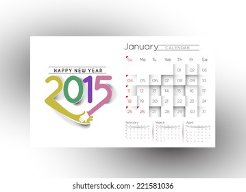 Creative New Year Calendar 2015 Background. 