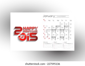Creative New Year Calendar 2015 Background. 