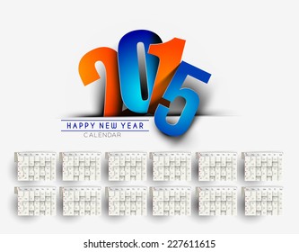 Creative New Year Calendar 2015 Background. 