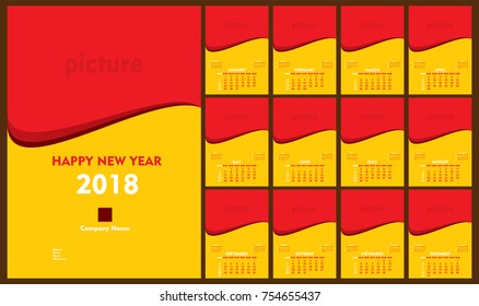 creative new year calendar 2018 template design