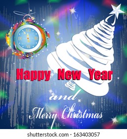 Creative New Year card.Christmas Eve. Vector illustration