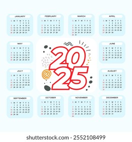 Creative new year colorful 2025 Calendar