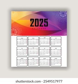 Creative new year colorful calendar 2025 