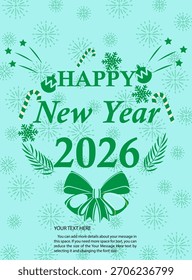 Creative New Year flyer design,background and typography in vector illustration.