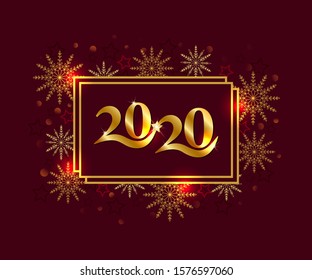 creative new year text 2020 in golden color with floral background 
