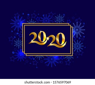 creative new year text 2020 in golden color with floral background 