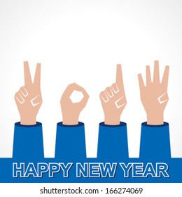 Creative new year,2014 concept with finger stock vector