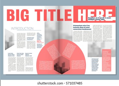 Creative newspaper design, with a central circle, infographic and photo