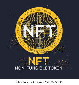 Creative NFT Icon (Non-fungible Token), Crypto Art Konzept. Technologie, Vektorzeichen. 