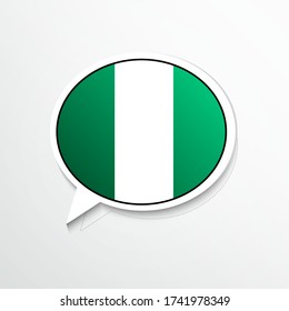 Creative Nigeria country flag on speech bubble. Abstract languages concept flat illustration