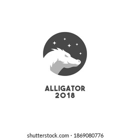 Creative night alligator logo design