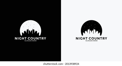 plantilla de diseño de logotipo de paisajes nocturnos creativos