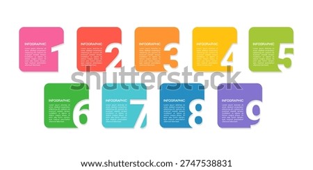 Creative Nine Options Timeline Diagram for Strategic Project Management Presentation. Vector illustration.