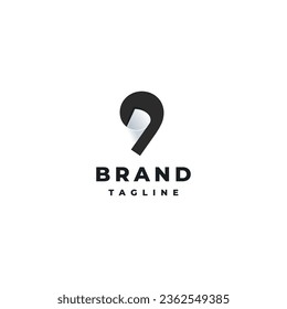 Creative Nine Paper Logo Design. Number Nine With A Roll Of Paper Inside Logo Design.