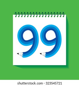 creative ninety nine numeric number created with pencil vector illustration 