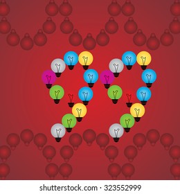 creative ninety nine numeric number created with bulb