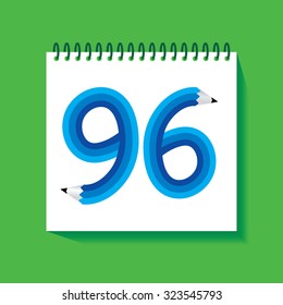 creative ninety six numeric number created with pencil vector illustration 