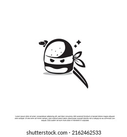 Creative ninja burger logo design vector