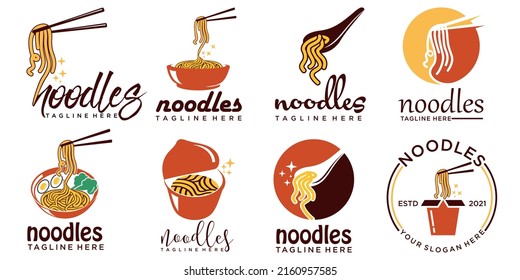 Creative noodles logo design vector.