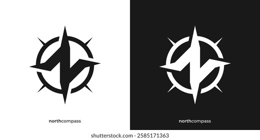 Creative North Compass Logo. Abstract Graphic Icon of Initial Letter N and Compass. The North Logo Design Template.