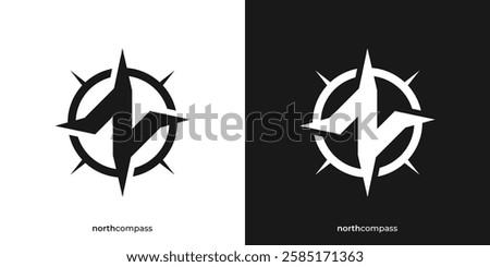 Creative North Compass Logo. Abstract Graphic Icon of Initial Letter N and Compass. The North Logo Design Template.