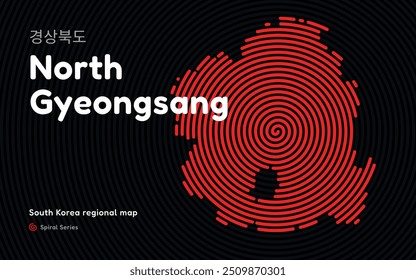 Mapa Criativo de Gyeongsang do Norte com padrão espiral. Série de mapas regionais da Coreia do Sul