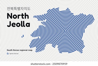 Creative North Jeolla Map with Spiral Pattern. South Korea regional map series