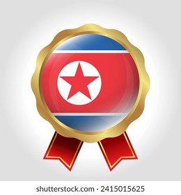 Creative North Korea Flag Label Vector Design